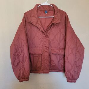Old Navy Womens Jacket Size Large Burnt Orange Full Zip Pockets Packable Quilted